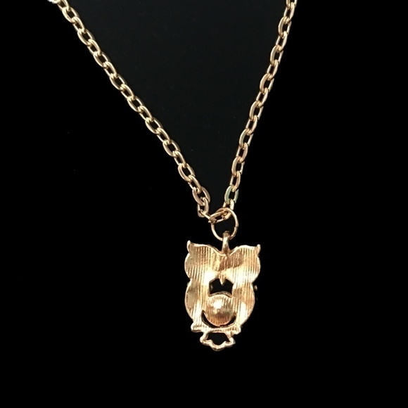 Rhinestone Owl Hand Crafted Necklace Gold Plated Chain - Picture 5 of 8